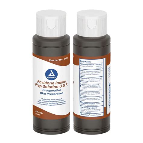 Dynarex Povidone Iodine Prep Solution 10 Antiseptic 4 Fl Oz