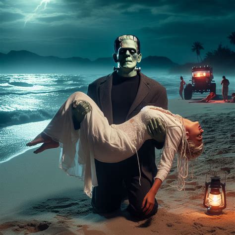 Frankenstein Carried Unconscious Woman At A Beach By Razyuv On Deviantart