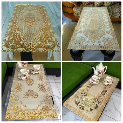 Taplak Meja Tamu Kaca Segi 40x85 Cm Sangat Mewah Cantik Dan Elegant