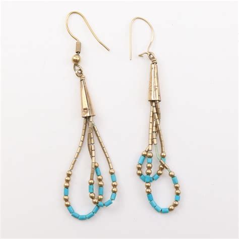 9kt Gold Beaded Dangle Earrings Property Room