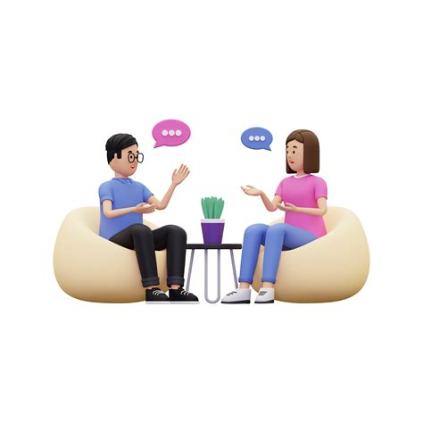 D Man And Women Communicating With Each Other Illustration Png