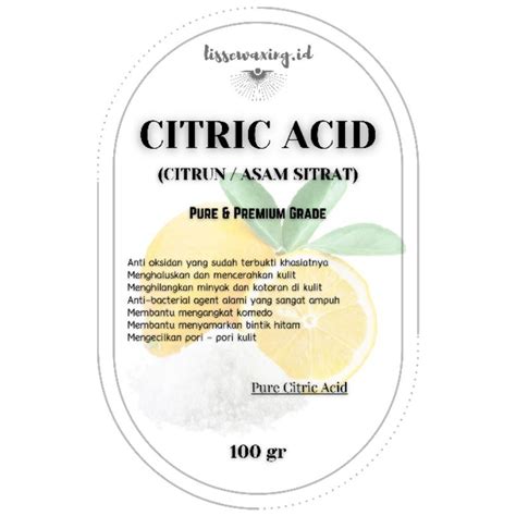 Jual Citric Acid Pure Premium Grade Asam Sitrat Murni Grade Super