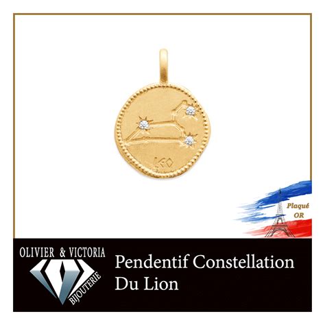 Pendentif constellation du lion avec sa chaine offerte en plaqué or