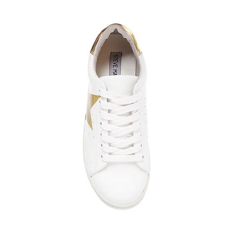 Steve Madden Rayner White And Gold Star Sneaker Lyst