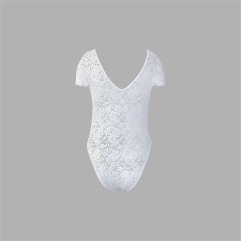 Sexy V Neck Backless Bodysuits Solid White Lace Body Feminino Short