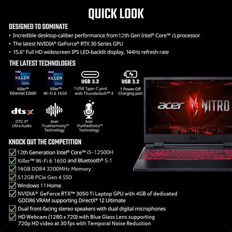 Acer Nitro An Y Gaming Laptop Intel Core I H