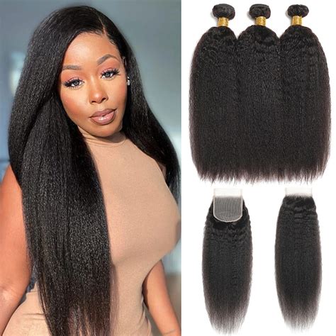 Brazilian Kinky Straight Bundles With Closure Unprocessed Virgin