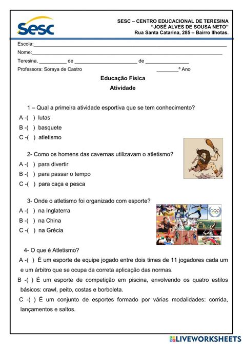 Atividade Sobre Atletismo Gabarito Please Project Org