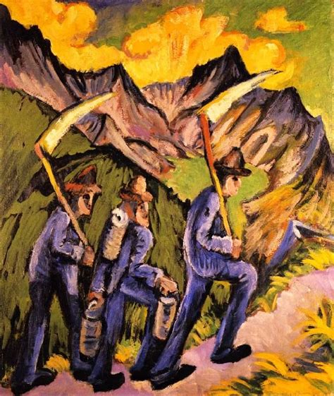 Alpine Life Triptych Left Panel Painting Ernst Ludwig Kirchner Oil