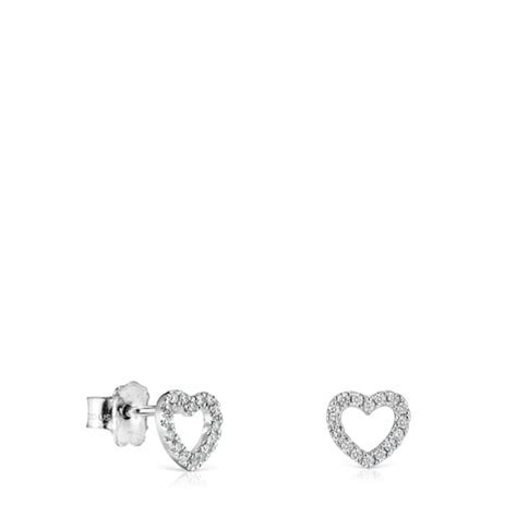 Aretes Les Classiques corazón de Oro blanco con Diamantes TOUS