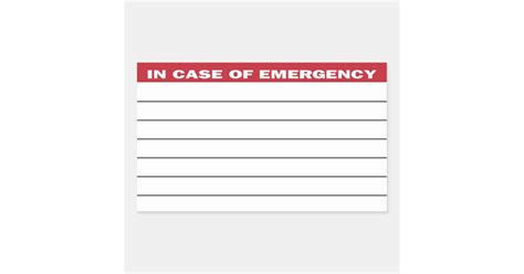 In Case of Emergency Information Sticker | Zazzle