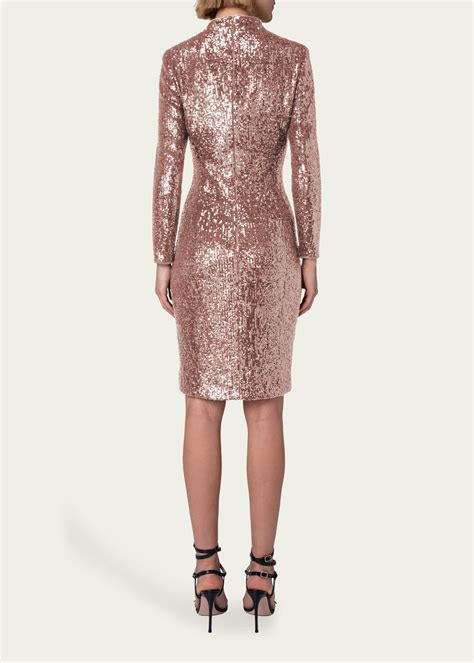 Akris Mock Neck Sequin Dress Bergdorf Goodman