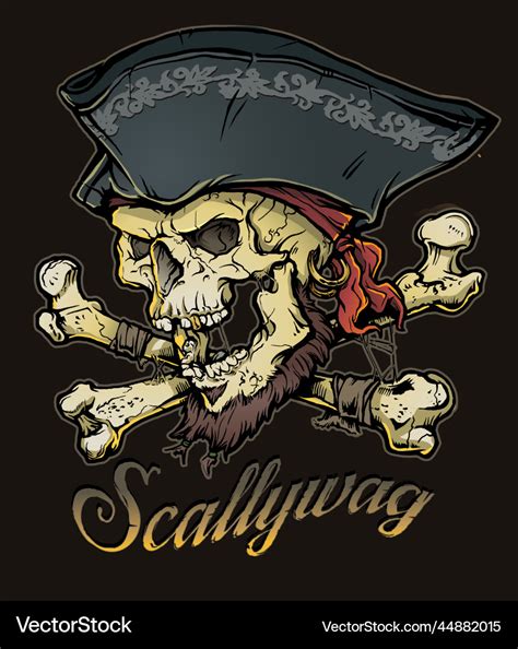 Scallywag Pirate Skull Emblem Logo For Poster Vector Image