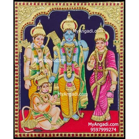 Ramar Sita Lakshmanan Hanuman Tanjore Paintings Online Ramar Sita