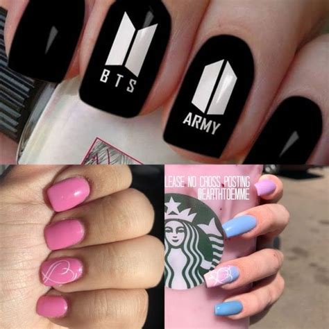 Cutest Bts Inspired Nail Art Army Nails Nail Art Nail Art Hacks