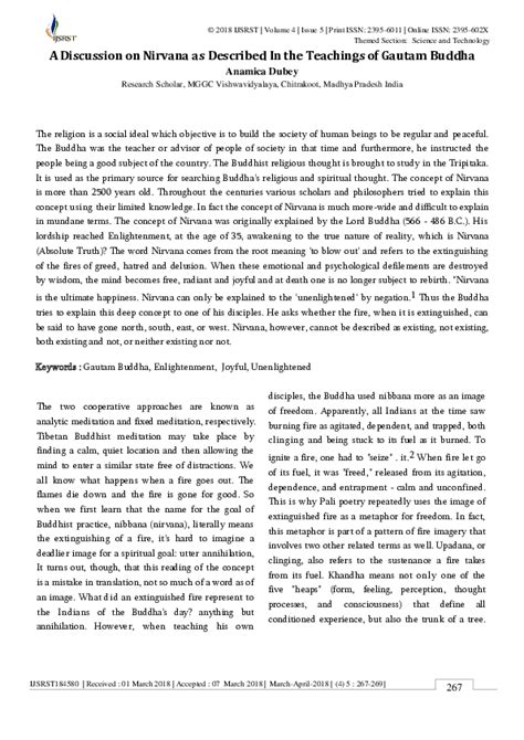 (PDF) A Discussion on Nirvana as Described In the Teachings of Gautam Buddha