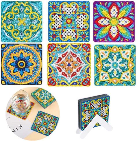 Pieces Diamond Painting Coasters With Holder Diy Diamond Art Coasters