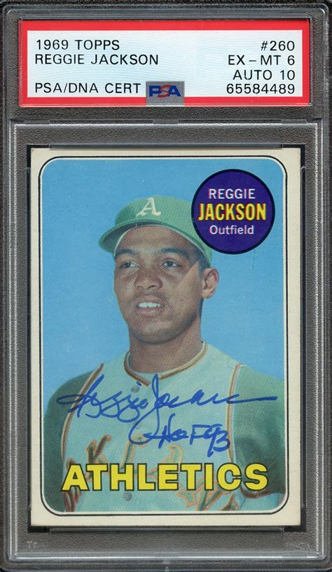 Lot Detail Topps Signed Reggie Jackson Psa Ex Mt Psa Dna