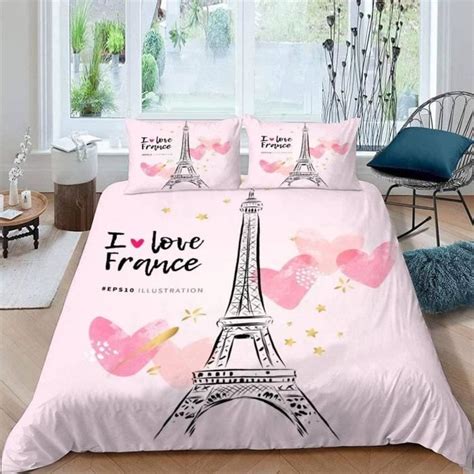 Housse De Couette 140X200 Paris Tour Eiffel 3D Motif 3 Pièces Parure De