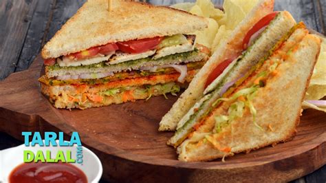 Veg Club Sandwich By Tarla Dalal YouTube