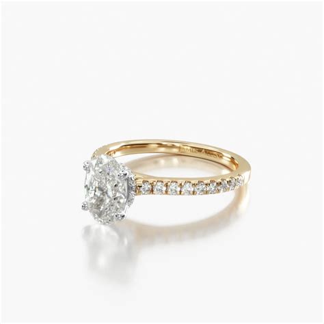 14K Yellow Gold Hidden Halo Pavé Cathedral Engagement Ring