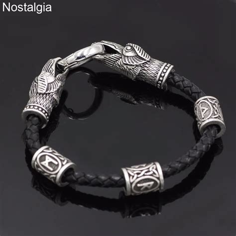 Nostalgie Odins Rabe Leder Wikinger Armband Accesorios Vikingos