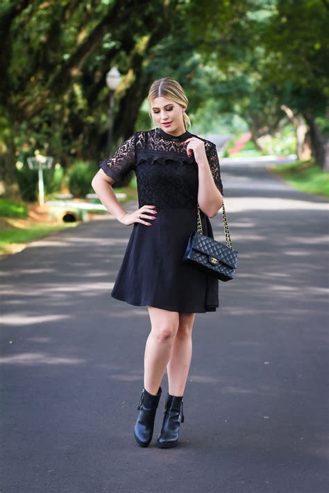 Look Do Dia Vestido Preto De Renda Niina Secrets