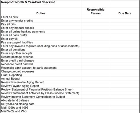 Monthly Accounting Checklist Template — Db