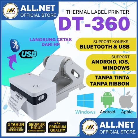 Jual Label Printer Kassen 80mm USB Bluetooth DT 360 Barcode Printer