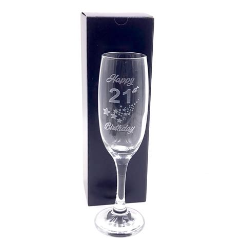 Uktstoreonline 21st Birthday Stars Champagne Flute Glass T Boxed Uk Kitchen And Home