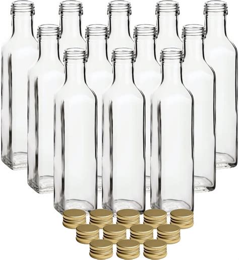 Gouveo 12er Set Flasche 250 Ml Maraska Mit Schraubverschluss Goldfarben