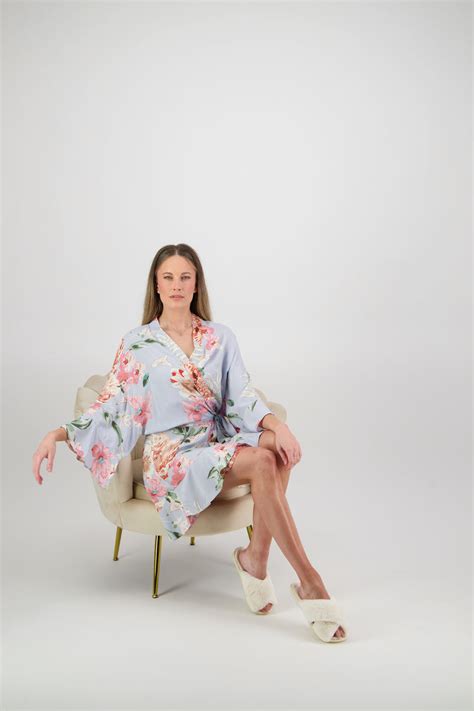 Amelia Cotton Floral Robe Baby Blue The Sleepover