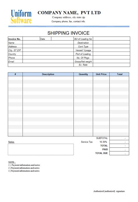 Freight Invoice