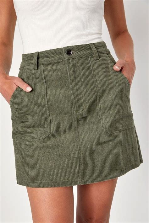 Excellent Charm Olive Green Corduroy Mini Skirt Olive Green Skirt