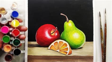 Realistic Painting In Only Rs Colors Still Life Fruits Drawing