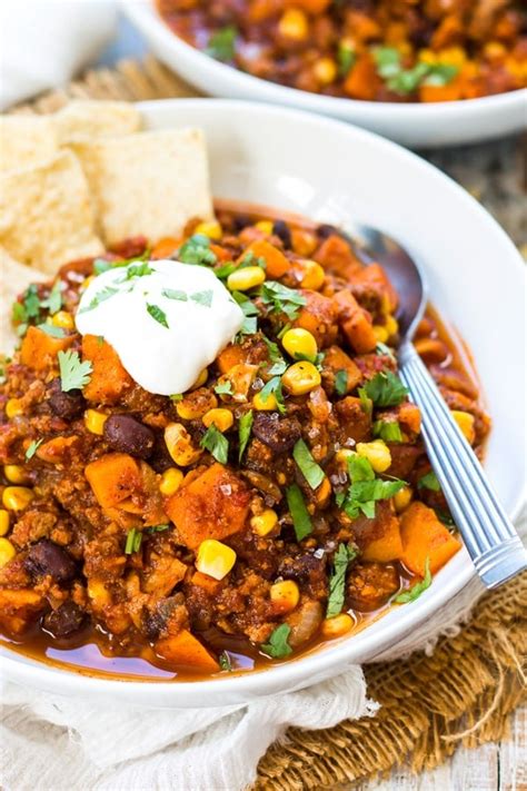 Healthy Sweet Potato Ground Turkey Chili Gluten Free Dinner