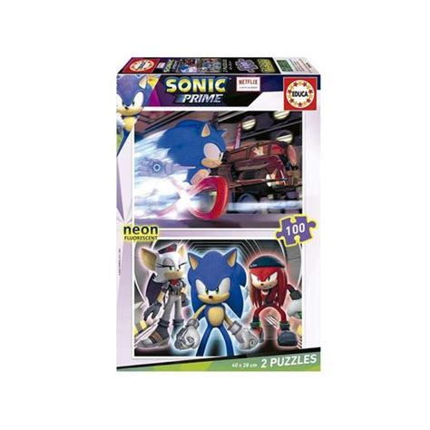 Educa Sonic Prime Neon Set De Puzzles Con Piezas Que Brillan