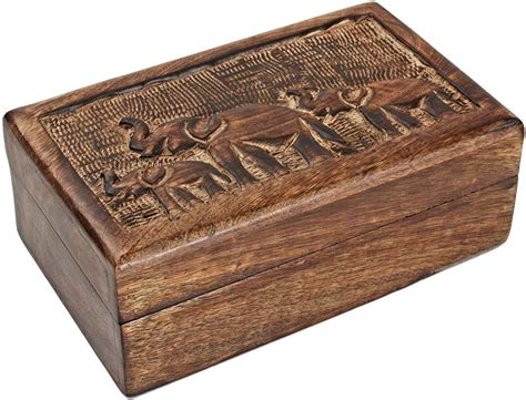 Ajuny Indian Handcrafted Wooden Jewellery Box Keepsake Storage Trinket