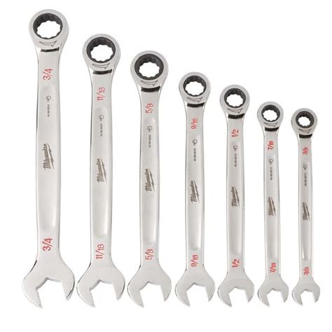 Milwaukee 48 22 9406 7pc Ratcheting Combination Wrench Set SAE