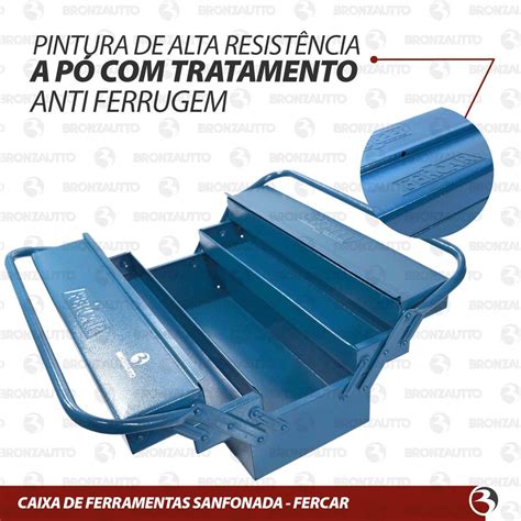 Caixa Para Ferramentas Sanfonada Azul De Metal Eletricista Gavetas