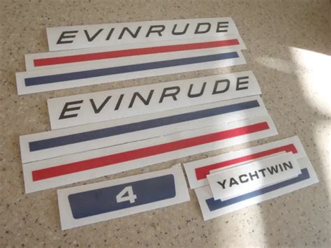 EVINRUDE YACHTWIN OUTBOARD Vintage Decal Kit 4 HP FREE SHIP FREE Fish