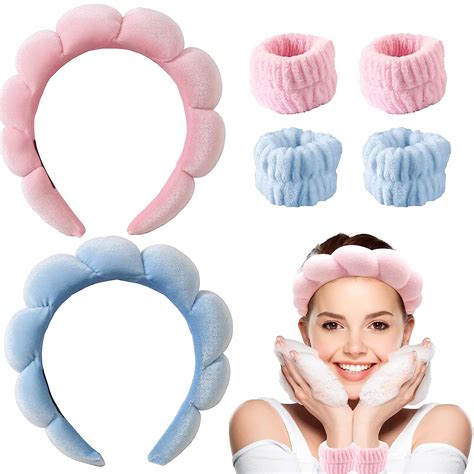 Gunky 2 Sets Puffy Headband For Washing Face And Wrist Towels Sponge Headband