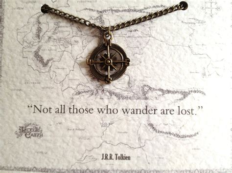 Tolkien Not All Those Who Wonder Are Lost Necklace Quotes Tolkien Quotes Compass Necklace