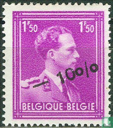 Koning Leopold III met opdruk 10 1 50 1946 België LastDodo