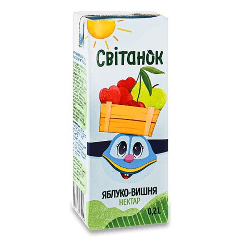 Нектар Світанок яблуко-вишня освітлений 0,2л – онлайн-супермаркет «Сільпо»