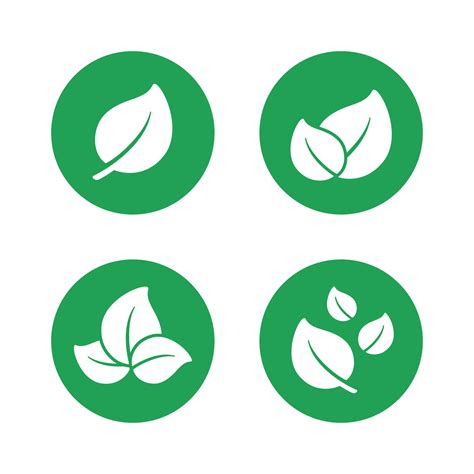 Green Nature Leaves Silhouette In A Circle Logo Icon Set Simple Flat