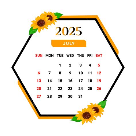 Gambar Kalender Juli 2025 Png Vektor PSD Dan Clipart Dengan