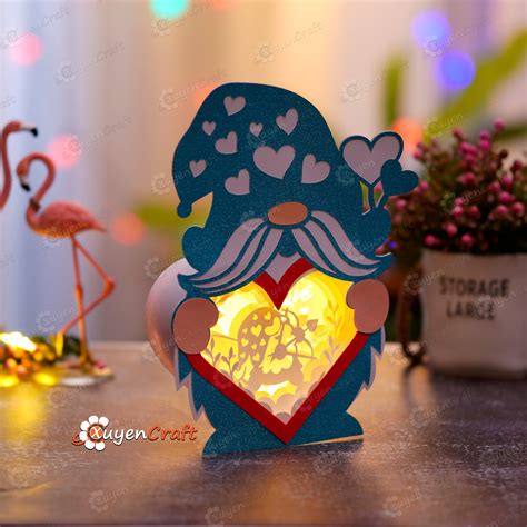 Archery Gnome Heart Lantern Shadow Box Pdf Svg Light Box Diy Gnome 3dfancy