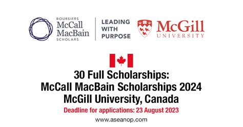 30 Full Scholarships McCall MacBain Scholarships 2024 McGill