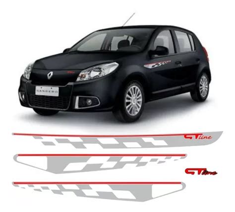 Kit Adesivo Faixa Lateral Sandero Gt Line 2011 Cinza Sdro43